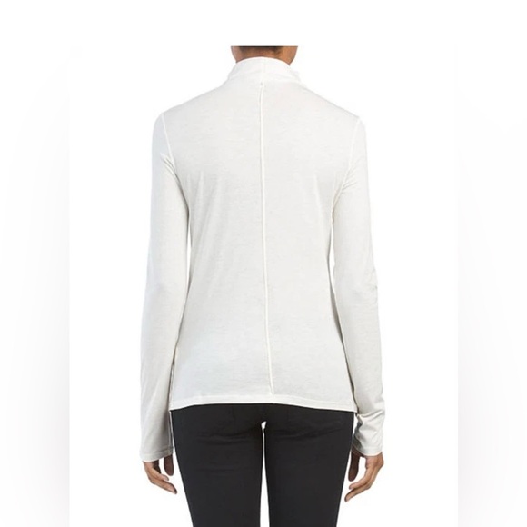 Theory Ivory Basic Cashmere blend Mock Neck Turtle Neck T-Shirt - Picture 8 of 8
